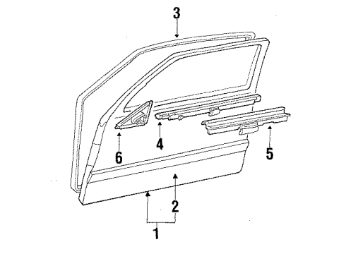 1991 Oldsmobile Cutlass Calais Front Door & Components, Glass & Hardware Diagram