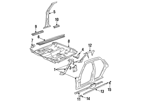 1994 Oldsmobile 98 Pillar Molding, Center Passenger Side Diagram for 25625468