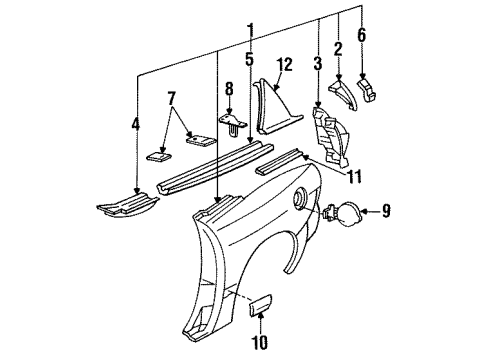 2001 Pontiac Firebird Quarter Panel & Components, Exterior Trim Diagram
