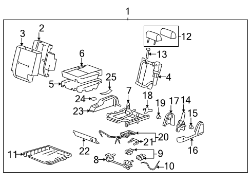 2008 Cadillac Escalade Rear Seat Components Diagram 1 - Thumbnail