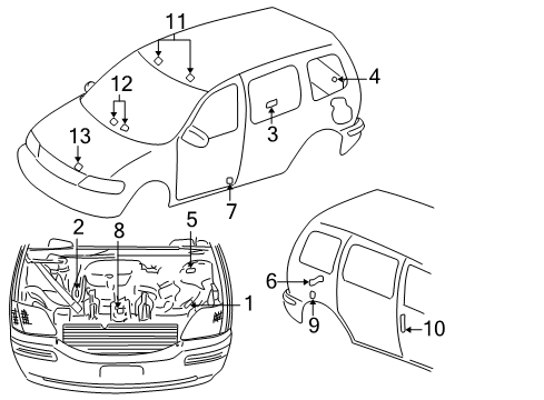 2003 Chevy Venture Information Labels Diagram