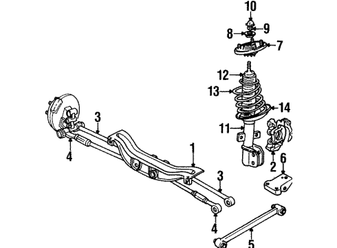2002 Pontiac Grand Prix Rear Suspension Components, Stabilizer Bar Diagram