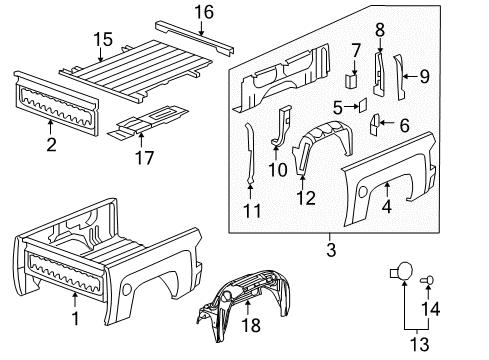 2013 Chevy Silverado 1500 Pick Up Box Components Diagram