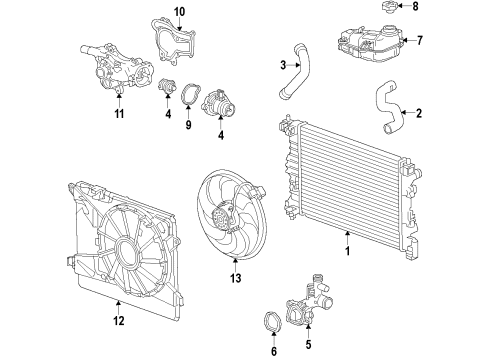 2013 Buick Encore Cooling System, Radiator, Water Pump, Cooling Fan Diagram