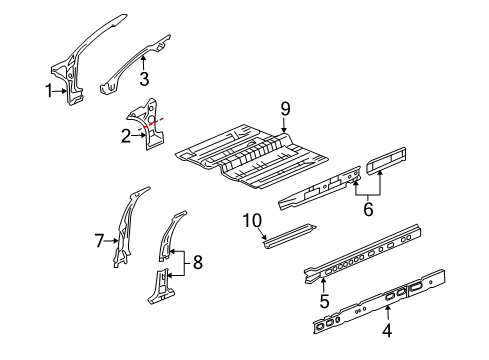 2005 Buick LaCrosse Center Pillar, Hinge Pillar, Rocker, Floor Diagram