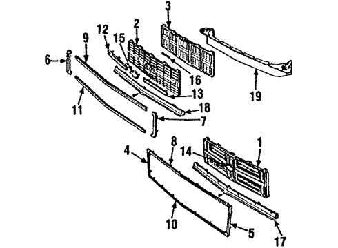 1990 GMC V3500 Grille & Components Diagram