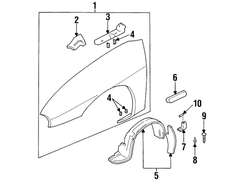 1998 Chevy Monte Carlo Fender & Components, Exterior Trim Diagram