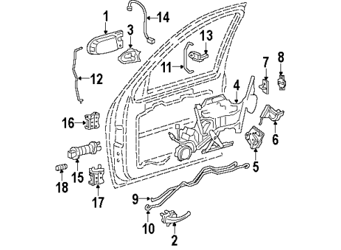 2000 Oldsmobile Silhouette Front Door - Lock & Hardware Diagram