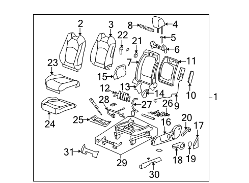 2007 Saturn Outlook Driver Seat Components Diagram