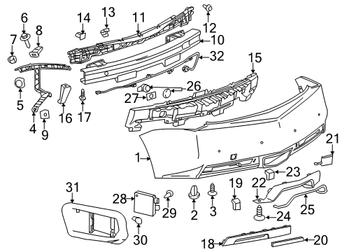2015 Cadillac CTS Module, Front Rear Diagram for 23489450