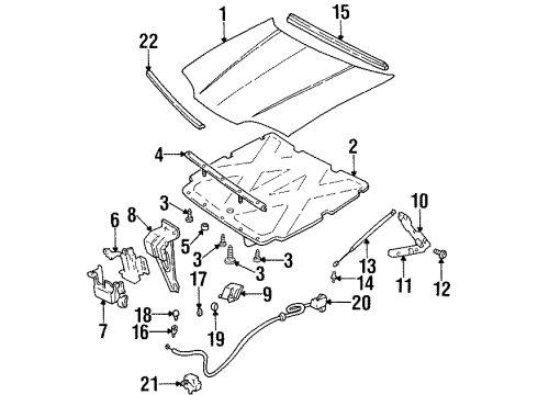 2000 Chevy Lumina Hood & Components Diagram