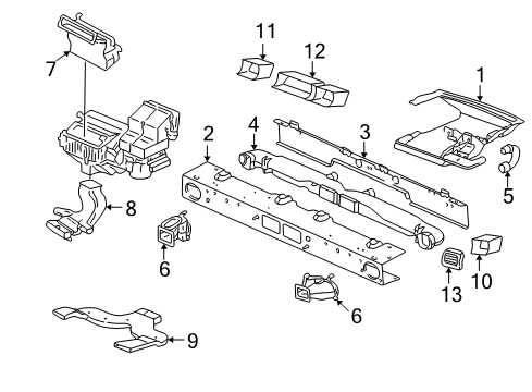 2004 Pontiac Montana Outlet Duct Diagram for 10447850