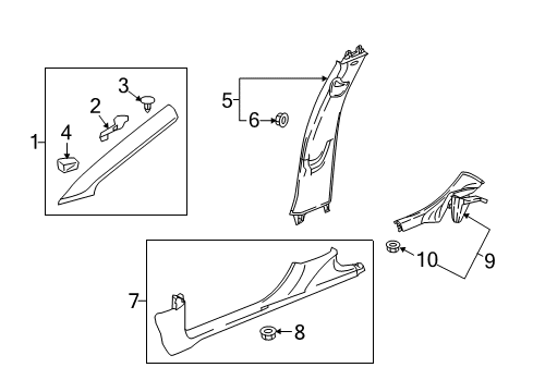 2019 Chevy Cruze Interior Trim - Pillars, Rocker & Floor Diagram