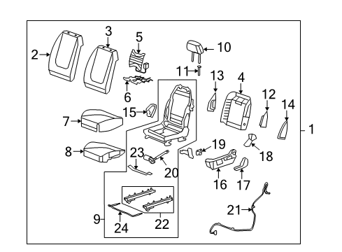 2009 Chevy Malibu Driver Seat Components Diagram