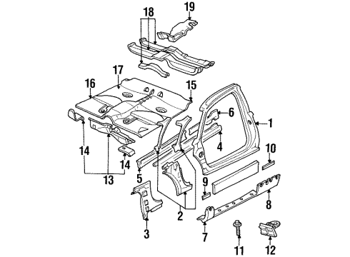 1998 Chevy Monte Carlo Rocker Panel, Floor, Uniside Diagram