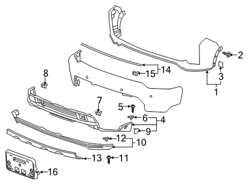 2021 Chevy Silverado 3500 HD Exterior Trim - Front Bumper Diagram 1 - Thumbnail