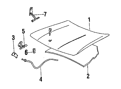 1987 Buick Electra Hood & Components Diagram