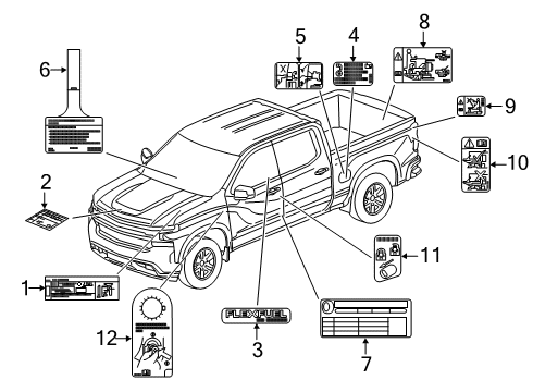 2023 Chevy Silverado 1500 Information Labels Diagram