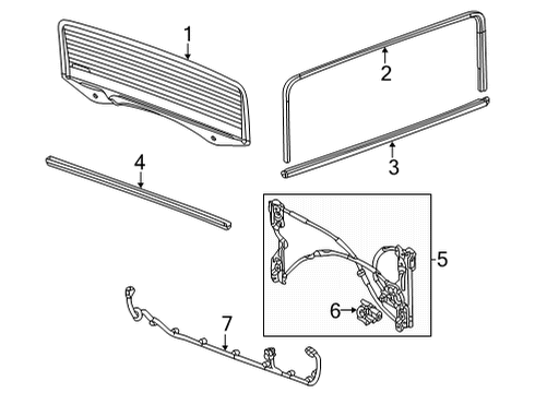 2023 GMC Hummer EV Pickup Glass & Hardware - Back Glass Diagram