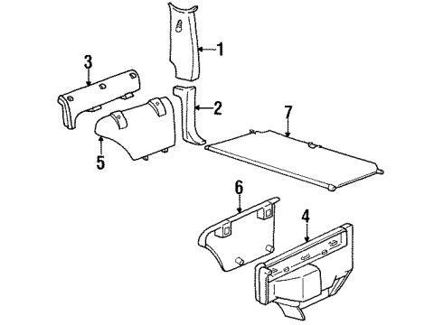 1996 GMC Yukon Interior Trim - Quarter Panels Diagram