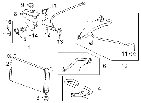 2014 Chevy Silverado 2500 HD Radiator & Components Diagram