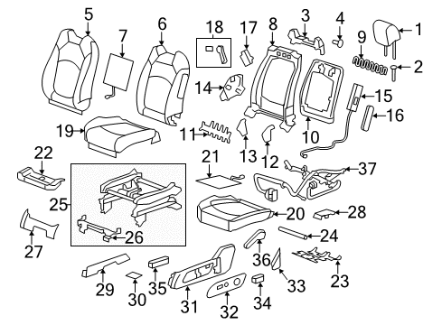 2012 Buick Enclave Driver Seat Components Diagram