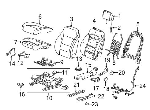 2023 Chevy Traverse Driver Seat Components Diagram