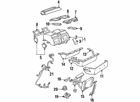 1999 Oldsmobile Aurora A/C & Heater Control Units Diagram