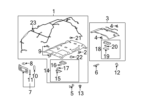 2012 Cadillac Escalade ESV Interior Trim - Roof Diagram