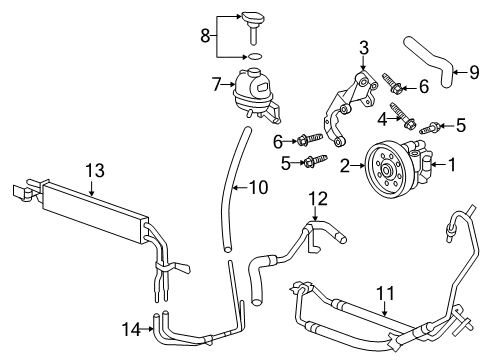 2008 Cadillac CTS P/S Pump & Hoses, Steering Gear & Linkage Diagram
