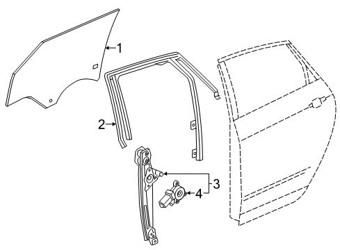 2019 Cadillac XT5 Run Weatherstrip, Rear Passenger Side Diagram for 84659194