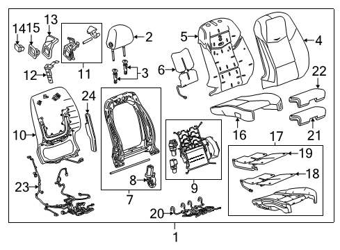 2016 Cadillac ATS Passenger Seat Components Diagram