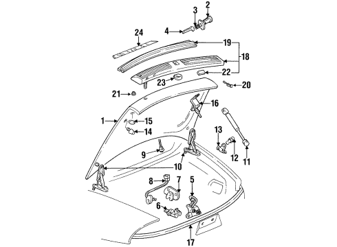 1999 Oldsmobile Aurora Trunk Lid & Components, Exterior Trim Diagram