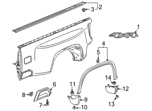 2022 GMC Sierra 3500 HD Exterior Trim - Pick Up Box Diagram 9 - Thumbnail