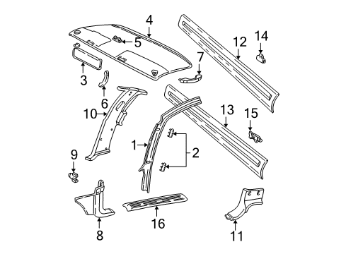 1998 GMC C1500 Interior Trim - Cab Diagram
