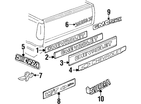 1994 GMC C3500 Exterior Trim - Pick Up Box Diagram