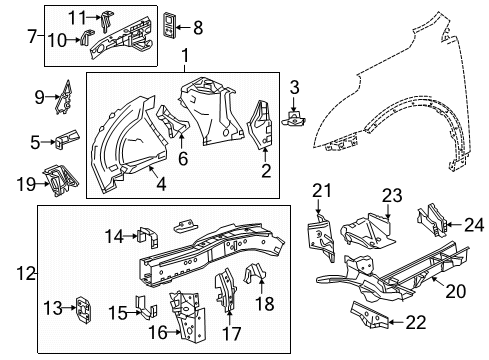 2022 Cadillac XT5 Structural Components & Rails Diagram