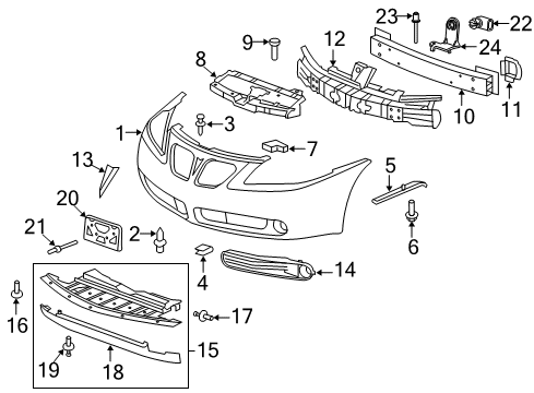 2009 Pontiac G6 Bumper Cover, Front Diagram for 25961375