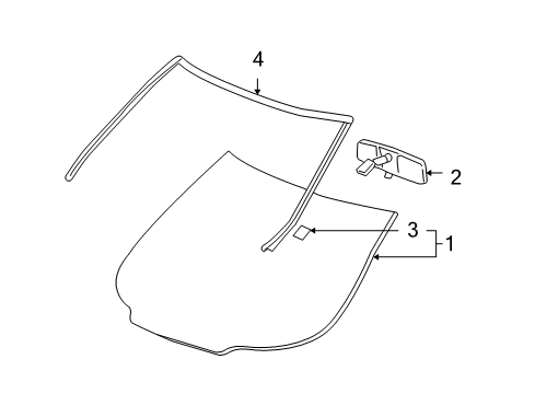 2008 Chevy Uplander Windshield Glass, Reveal Moldings Diagram