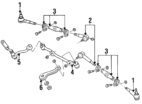 1994 Oldsmobile Bravada P/S Pump & Hoses, Steering Gear & Linkage Diagram