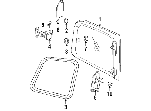 2000 Oldsmobile Silhouette Side Panel - Glass & Hardware Diagram