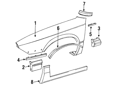 1988 Buick Regal Emblem, Front Diagram for 20624020