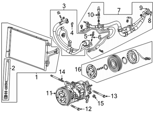 2022 Cadillac CT5 A/C Condenser, Compressor & Lines Diagram