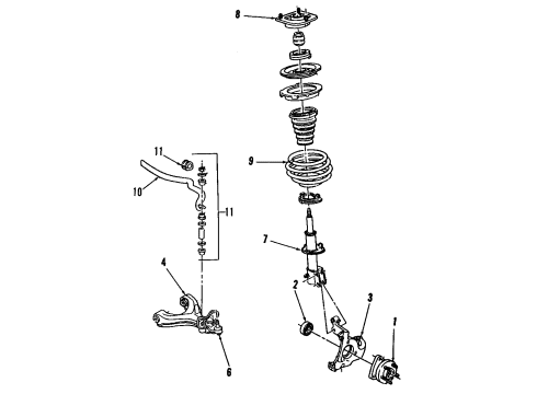 1991 Cadillac Fleetwood Lower Control Arm, Front Passenger Side Diagram for 25554671