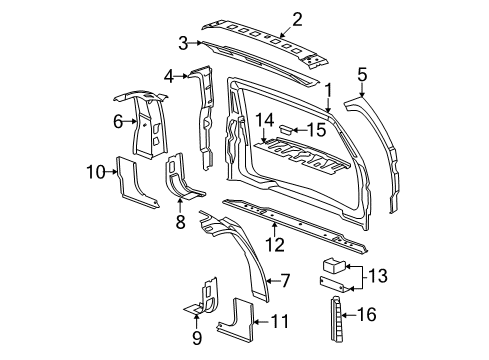 2012 Cadillac Escalade ESV Rear Body Diagram