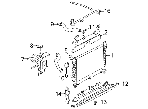 2005 Buick Century Radiator & Components Diagram