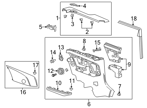 2014 Chevy Camaro Interior Trim - Quarter Panels Diagram