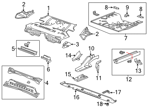 2017 Buick Verano Rear Body - Floor & Rails Diagram