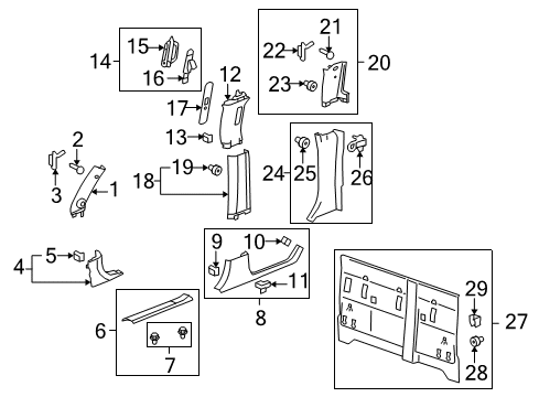 2009 Hummer H3T Door Trim Panel Retainer, Gray Diagram for 11519031