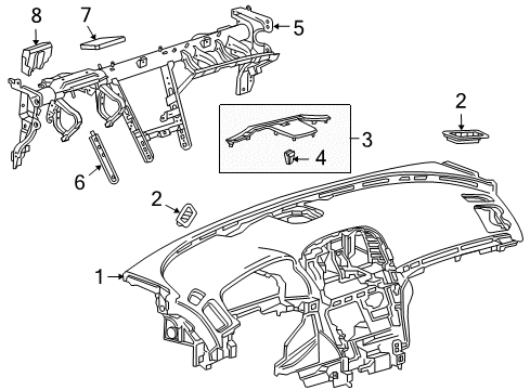 2012 Buick Regal Reinforcement Beam Upper Insulator, Front Diagram for 20922280